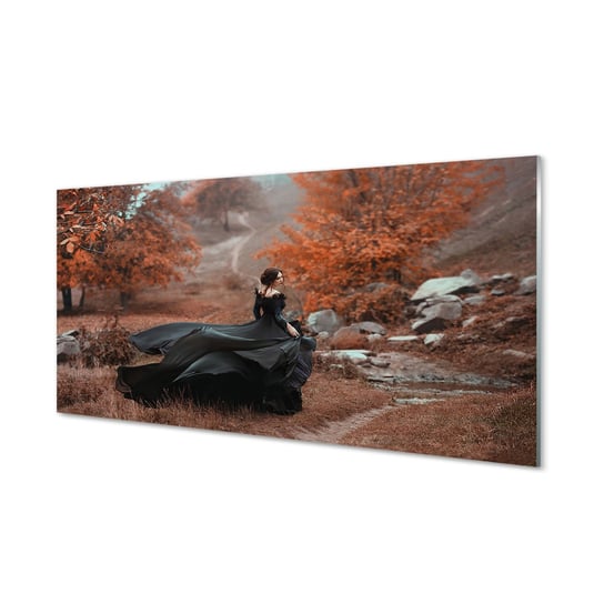 Fotoobraz szklany TULUP Kobieta jesień góry 100x50 cm Tulup