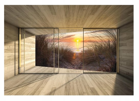 Fototapeta 3D OKNO Plaża Morze Wydmy Do Salonu Sypialni 254x184 cm Consalnet