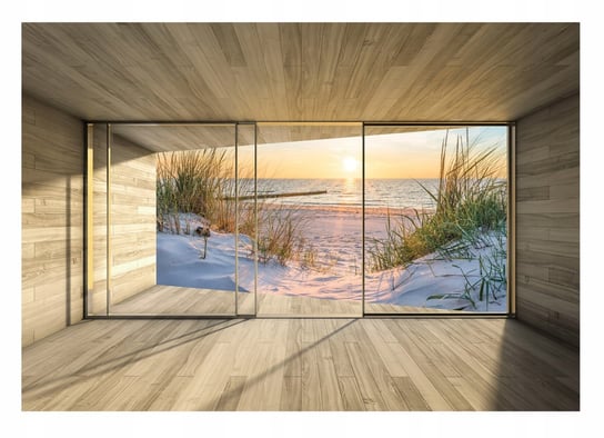 Fototapeta 3D Widok Przez Okno Plaża Morze Tapeta Do Salonu Sypialni 312X219 Consalnet