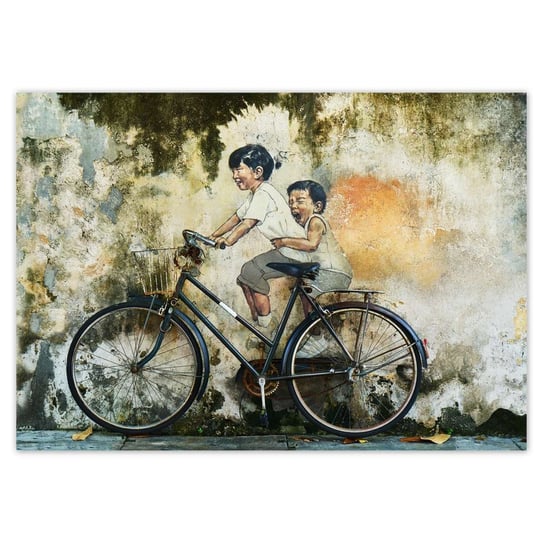 Fototapeta Banksy Dzieciaki Rower, 312x219cm ZeSmakiem