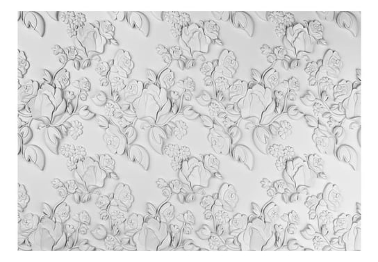 Fototapeta, Biały ornament: róże, 150x105 cm DecoNest