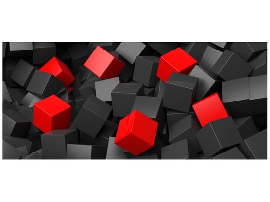 Fototapeta, Czarno czerwone kostki 3D, 12 elementów, 536x240 cm Oobrazy