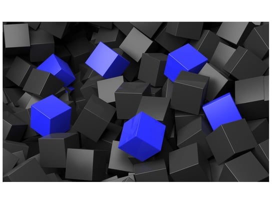 Fototapeta, Czarno niebieskie kostki 3D, 8 elementów, 412x248 cm Oobrazy