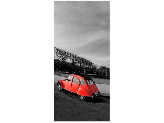 Fototapeta Czerwone auto przy Wieży Eiffla, 95x205 cm Oobrazy