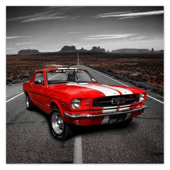 Fototapeta Czerwony Ford Mustang, 208x208cm ZeSmakiem