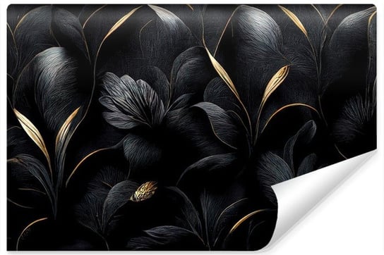 Fototapeta Do Salonu ABSTRAKCJA Czarne Liście Natura Dekoracja 450cm x 300cm Muralo