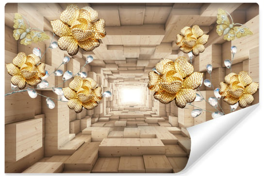 Fototapeta Do Salonu TUNEL Efekt 3D Abstrakcyjne Kwiaty Cyroknie 90cm x 60cm Muralo