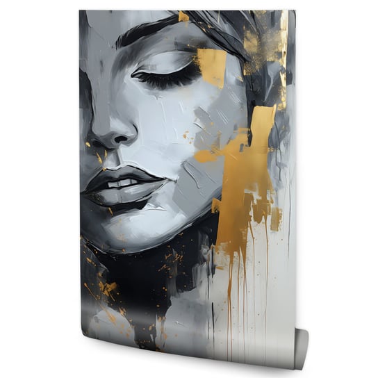 Fototapeta Do Salonu Złoty PORTRET Kobiety Styl Glamour Abstrakcja 170cm x 254cm Muralo