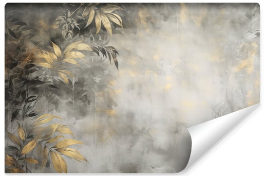 Fototapeta Do Sypialni Abstrakcyjne Tropikalne LIŚCIE Mgła Beton 368cm x 254cm Muralo