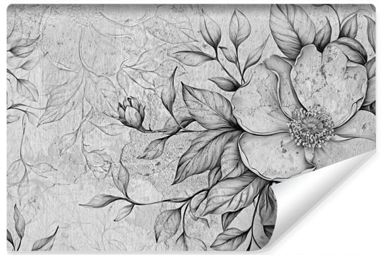 Fototapeta Do Sypialni BETON Liście Kwiaty Rośliny Abstrakcja Mur 450cm x 300cm Muralo