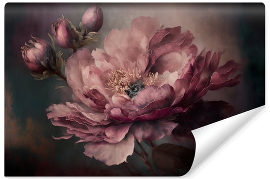 Fototapeta Do Sypialni Malowane Kwiaty PEONIE Styl Vintage Natura 90cm x 60cm Muralo