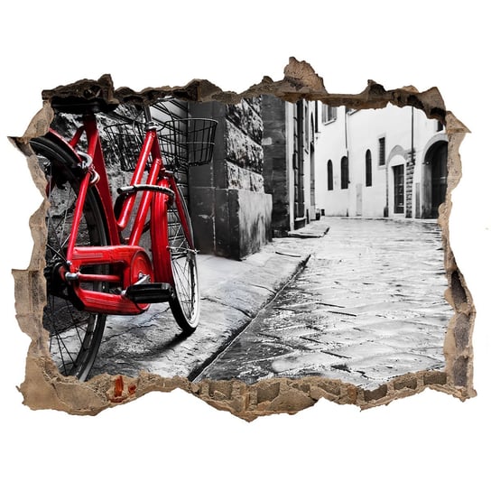Fototapeta dziura na ścianę Czerwony rower 120x81, Tulup Tulup