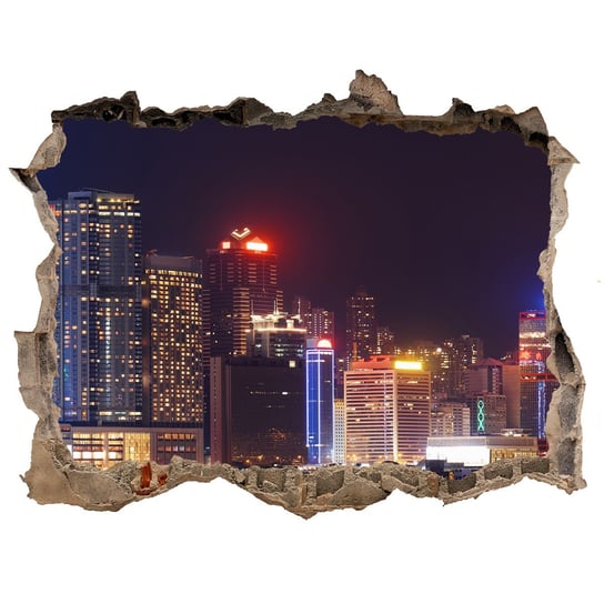 Fototapeta dziura na ścianę Hongkong nocą 120x81, Tulup Tulup