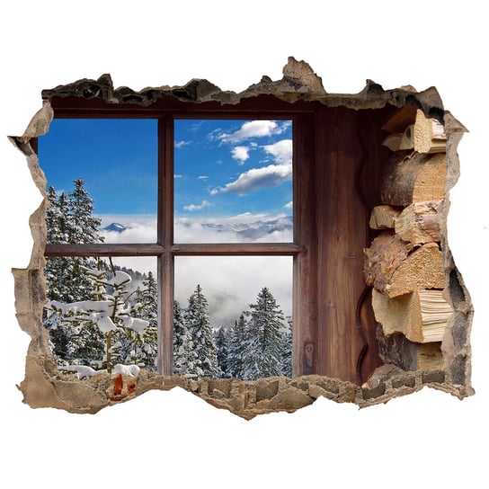 Fototapeta dziura na ścianę Zima za oknem 120x81, Tulup Tulup