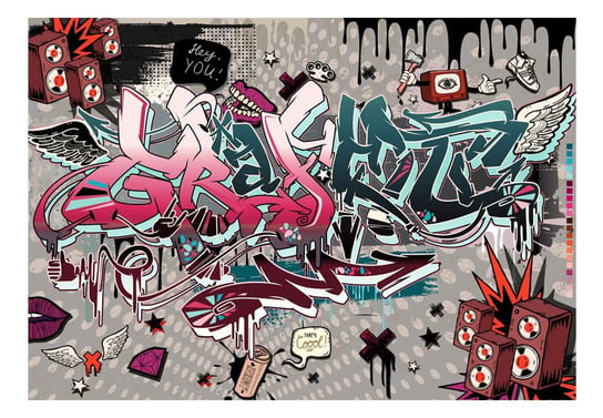 Fototapeta, Graffiti: hej Ty! 150x105 cm DecoNest
