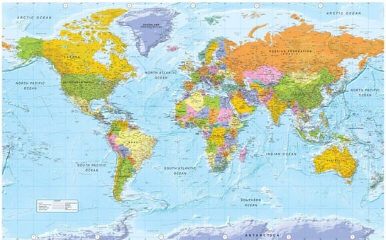 Fototapeta HD: Błękitno-kolorowa mapa świata 400x250 cm zakup.se