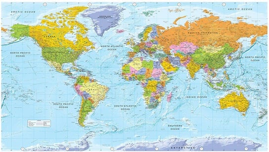 Fototapeta HD: Błękitno-kolorowa mapa świata, 500x280 cm zakup.se