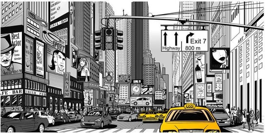 Fototapeta HD: Komiks żółta taksówka NYC, 550x270 cm zakup.se