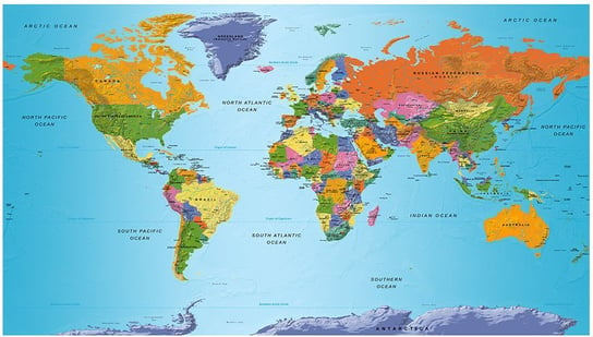Fototapeta HD: Mapa świata kolorowe kontynenty, 500x280 cm zakup.se