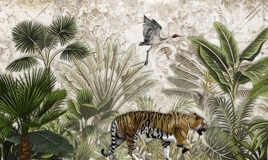 Fototapeta HOMEPRINT Tygrys w dżungli 250x250 cm Vinyl Canvas HOMEPRINT