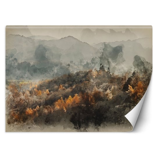 Fototapeta Jesienny las spowity mgłą - abstrakcja watercolor 300x210 Feeby