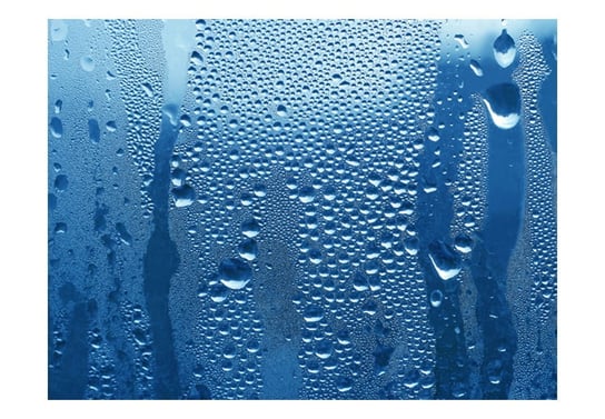 Fototapeta, Krople wody na niebieskiej szybie, 200X154 DecoNest