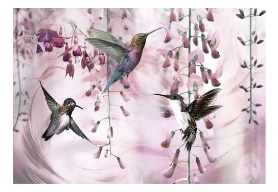 Fototapeta, Latające kolibry (różowy), 100x70 cm DecoNest