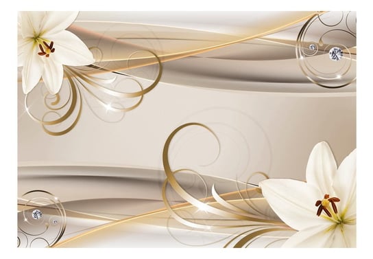 Fototapeta, Lilie i spirale złota, 100x70 cm DecoNest