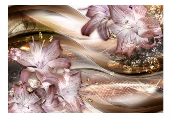 Fototapeta, Lilie na fali (brązowy), 150x105 cm DecoNest