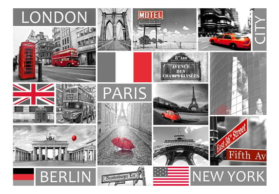 Fototapeta, London, Paris, Berlin, New York, 300x210 cm DecoNest