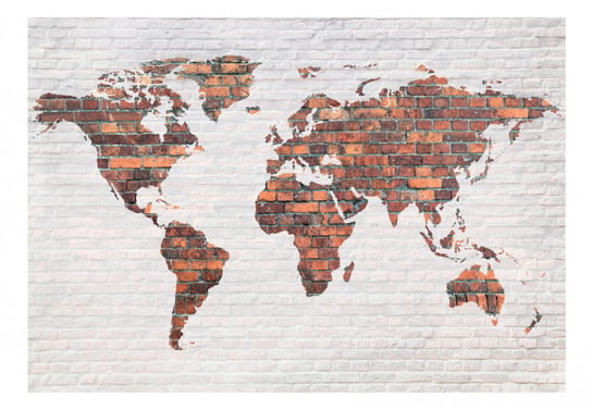 Fototapeta, Mapa świata: Ceglany mur, 400x280 cm DecoNest