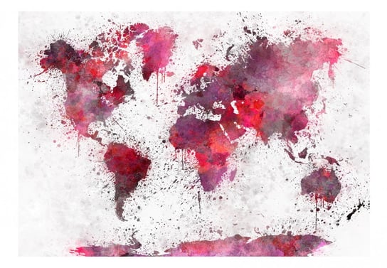 Fototapeta, Mapa świata: czerwone akwarele, 150x105 cm DecoNest