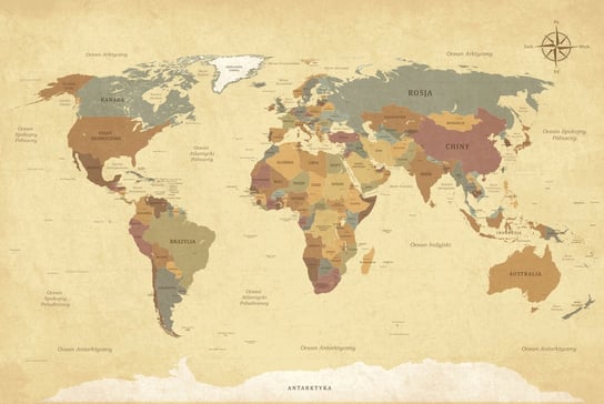 Fototapeta Mapa Świata na ścianę Dekoracja ścienna Geografia 260x390 Naklejkomania