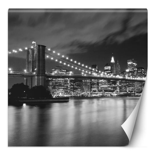 Fototapeta Most brookliński rozświetlony nocą, Nowy Jork 100x100 Feeby