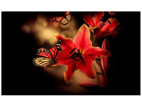 Fototapeta, Motyle i lilia, 8 elementów, 412x248 cm Oobrazy