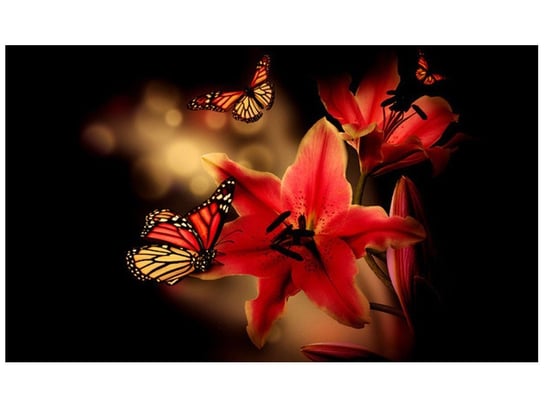 Fototapeta, Motyle i lilia, 9 elementów, 402x240 cm Oobrazy