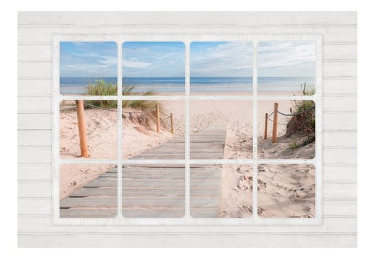 Fototapeta, Okno & plaża, 200x140 cm DecoNest