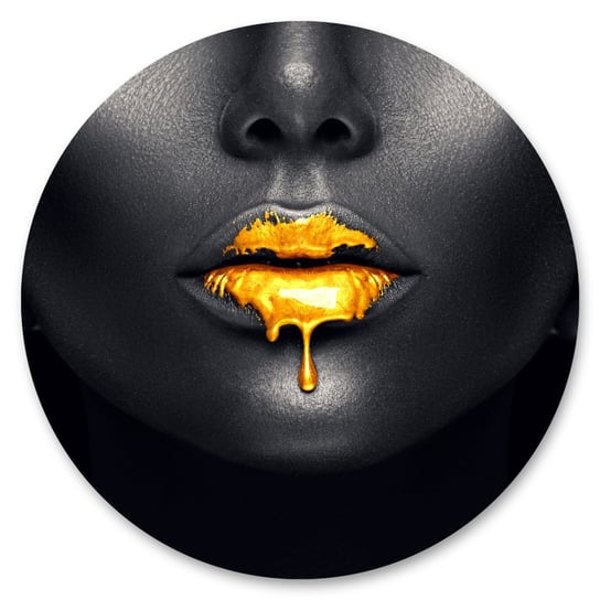 Fototapeta Okrągła Złote Usta Abstrakcja Kobieta Makijaż 100Cm X 100Cm Muralo