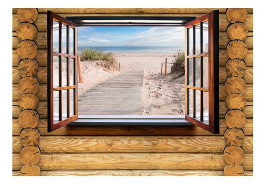 Fototapeta, Plaża za oknem, 100x70 cm DecoNest