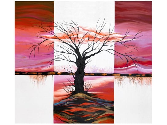 Fototapeta Rozłożyste drzewo o zachodzie słońca, 6 elementów, 268x240 cm Oobrazy
