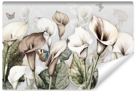 Fototapeta Ścienna Abstrakcyjne LILIE Kwiaty Motyle Styl Retro 135cm x 90cm Muralo