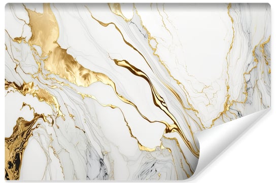 Fototapeta Ścienna Biały MARMUR Elementy Złota Abstrakcja Kamień 315cm x 210cm Muralo