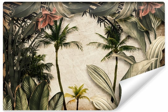 Fototapeta Ścienna Do Salonu Dekoracja Tropikalne ROŚLINY Beton Styl Retro 270cm x 180cm Muralo