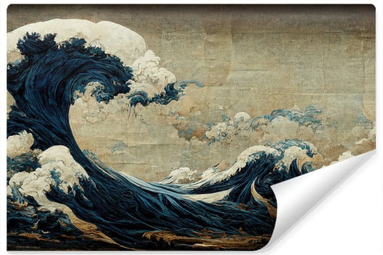 Fototapeta Ścienna Do Salonu FALE Japoński Styl Vintage Ocean Dekoracja 90cm x 60cm Muralo