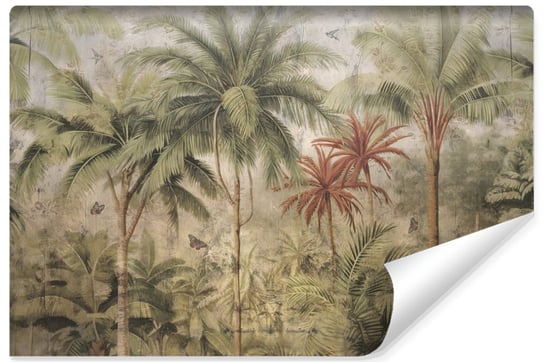 Fototapeta Ścienna Dżungla Las Tropikalny Styl Vintage Palmy Beton 300cm x 210cm Muralo