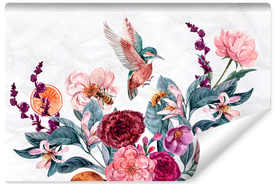Fototapeta Ścienna, MURALO, Kolibry Pszczoły Kwiaty 90cm x 60cm Muralo