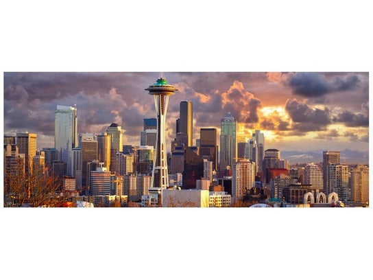 Fototapeta Seattle o zachodzie słońca, 2 elementy, 268x100 cm Oobrazy