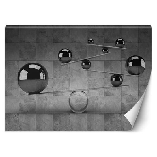Fototapeta, Srebrne kule 3D na tle betonowej ściany - 100x70 Inna marka
