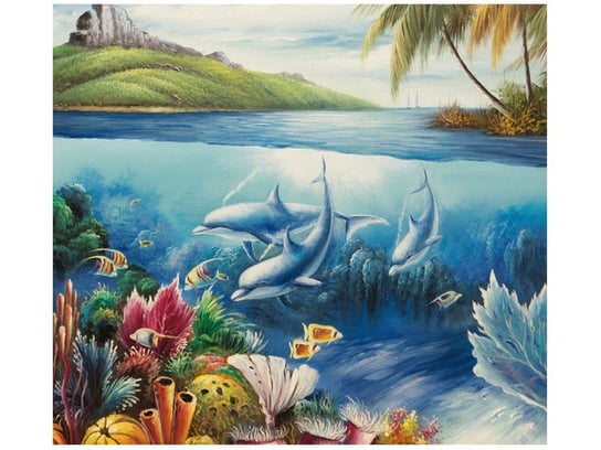 Fototapeta, Sympatyczne delfiny, 6 elementów, 268x240 cm Oobrazy