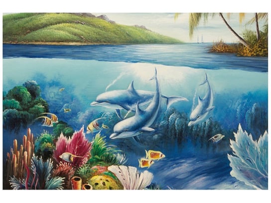 Fototapeta, Sympatyczne delfiny, 8 elementów, 400x268 cm Oobrazy